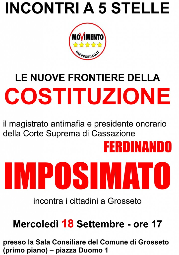 Locandina incontro pubblico IMPOSIMATO a Grosseto